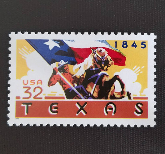 Five (5) vintage unused postage stamps - Republic of Texas // 32 cent stamps // Face value 1.60