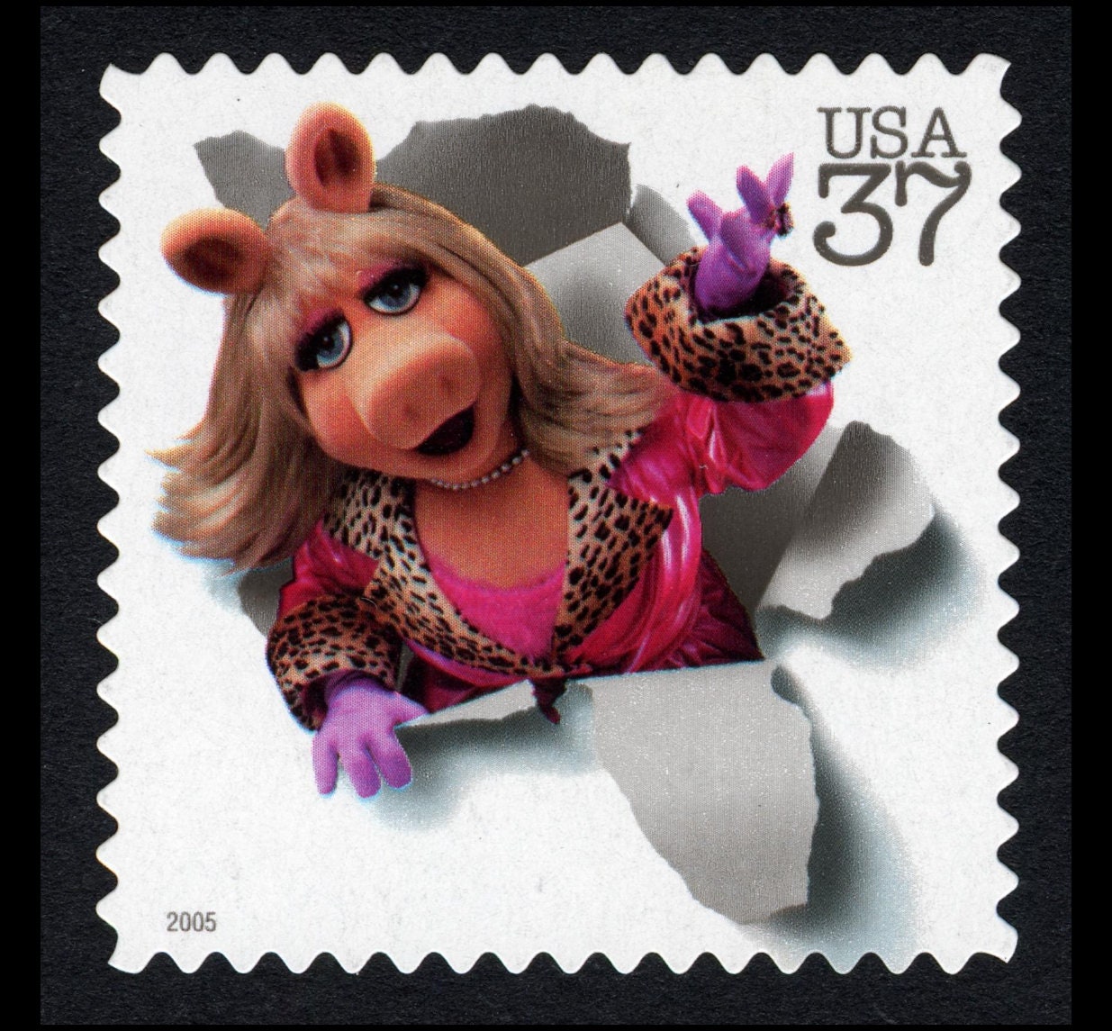 One (1) unused postage stamp // Jim Henson's Muppets: Miss Piggy // 37 cent stamp