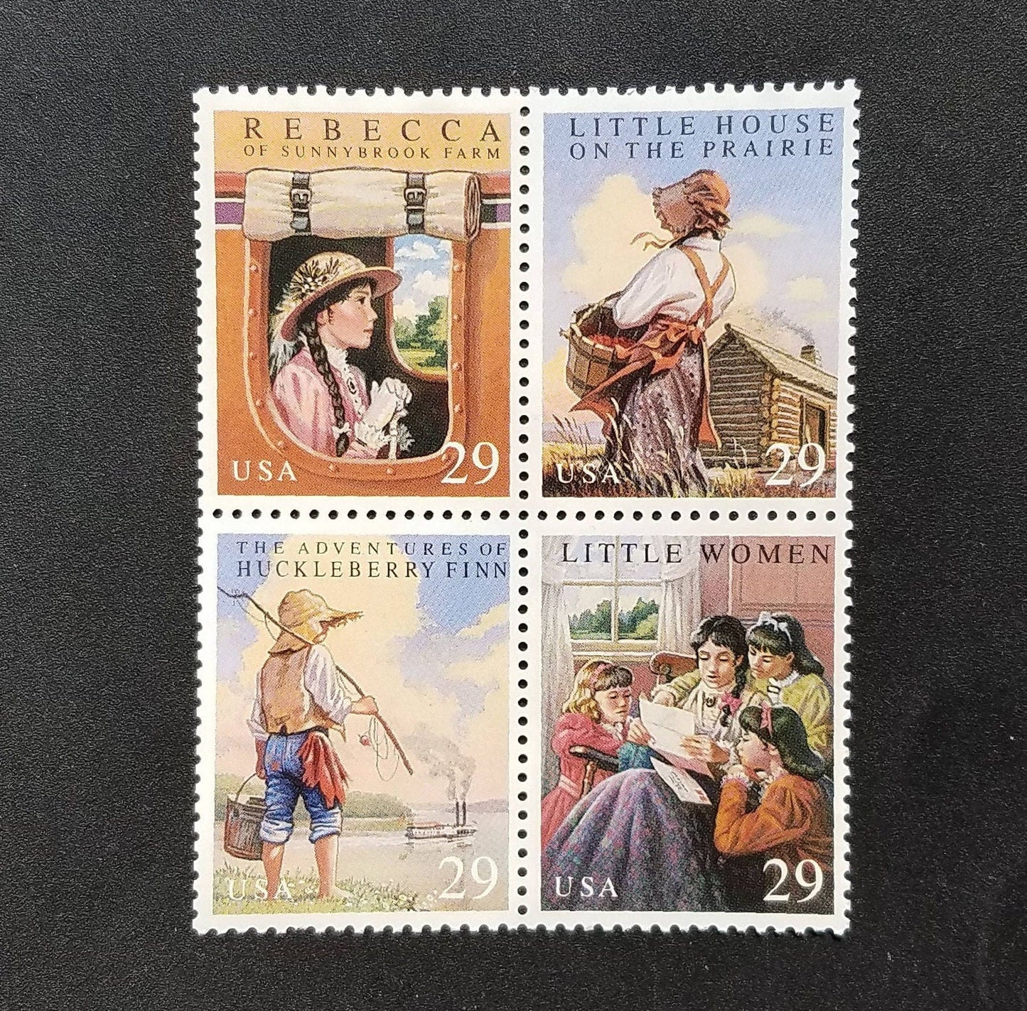 Four (4) unused postage stamps - Classic children's books, Youth classics // 29 cent stamps // Face value 1.16