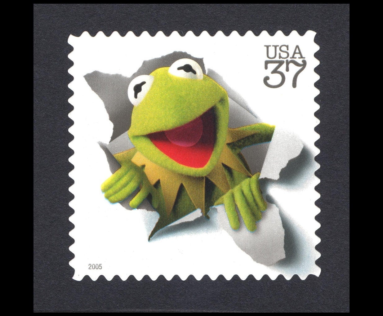 One (1) unused postage stamp // Jim Henson's Muppets: Kermit the Frog // 37 cent stamp