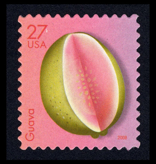 Five (5) vintage unused postage stamps - Tropical fruit - guava // 27 cent stamps // face value 1.35