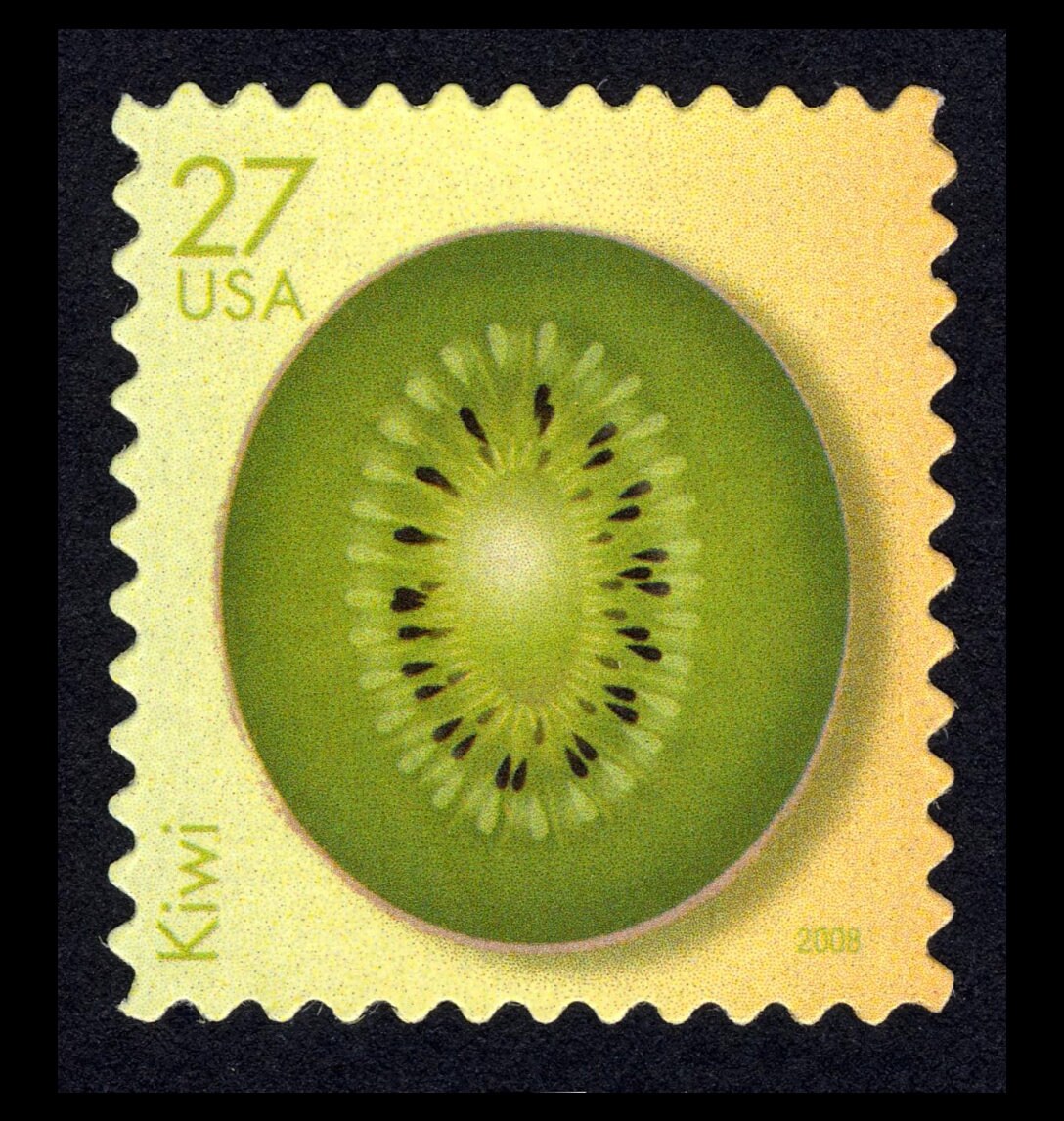 Five (5) vintage unused postage stamps - Tropical fruit - kiwi // 27 cent stamps // face value 1.35