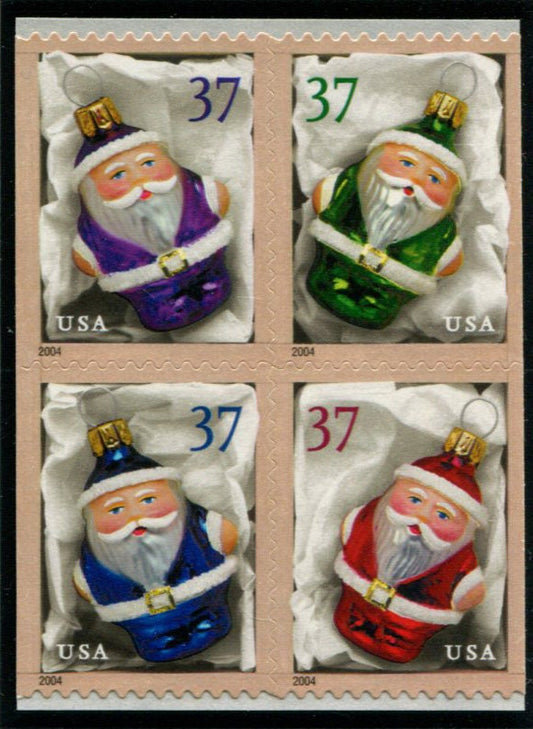 Twenty (20) Christmas postage stamps - Santa Claus tree ornaments // 37 cent stamps // face value 7.40