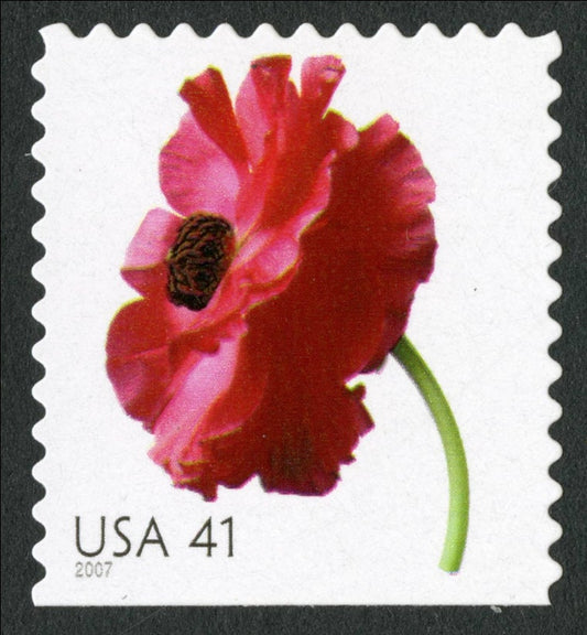 One (1) unused postage stamp - Beautiful Blooms: Poppy // 41 cent stamps