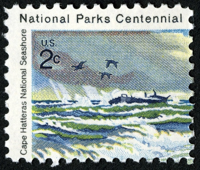 One (1) vintage unused postage stamps - Cape Hatteras National Seashore // 2 cent stamp