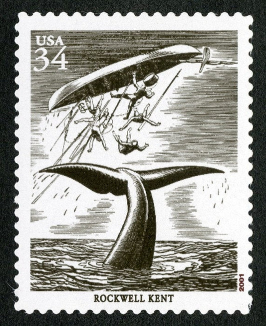 One (1) unused postage stamp - Rockwell Kent, Moby Dick / American Illustrators / 34 cent stamp