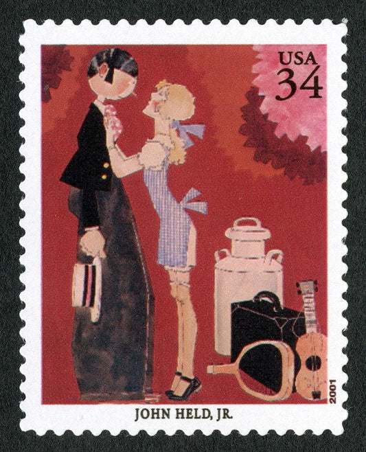 One (1) unused postage stamp - John Held Jr, The Girl He Left Behind / American Illustrators / 34 cent stamp