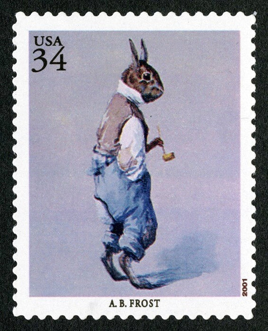 One (1) unused postage stamp - A. B. Frost, Brer Rabbit / American Illustrators / 34 cent stamp