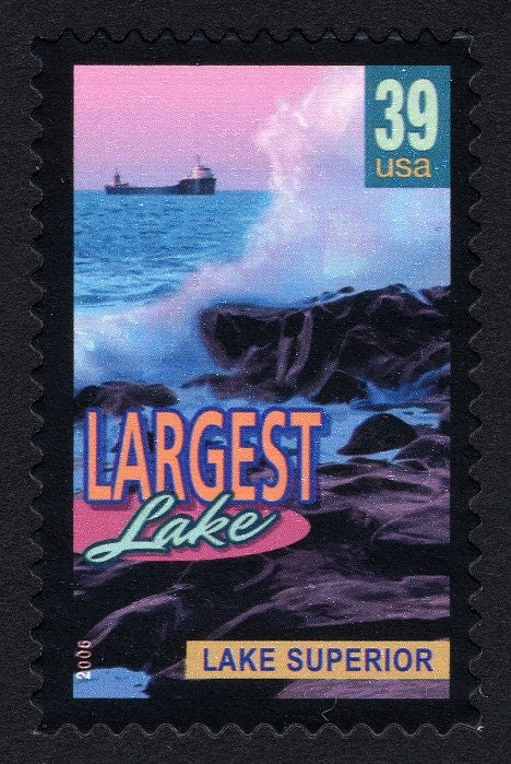 One (1) unused postage stamp - America, Land of Superlatives: Lake Superior // 39 cent stamp