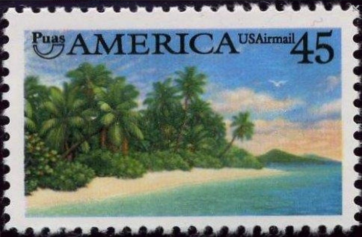 Five (5) vintage unused postage stamps - Pre-Columbian America - tropical coast (PUAS) // 45 cent stamps // Face value 2.25