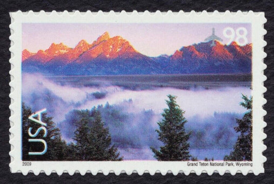 Five (5) vintage unused postage stamps - Grand Teton National Park, Wyoming // 98 cent stamps // Face value 4.90