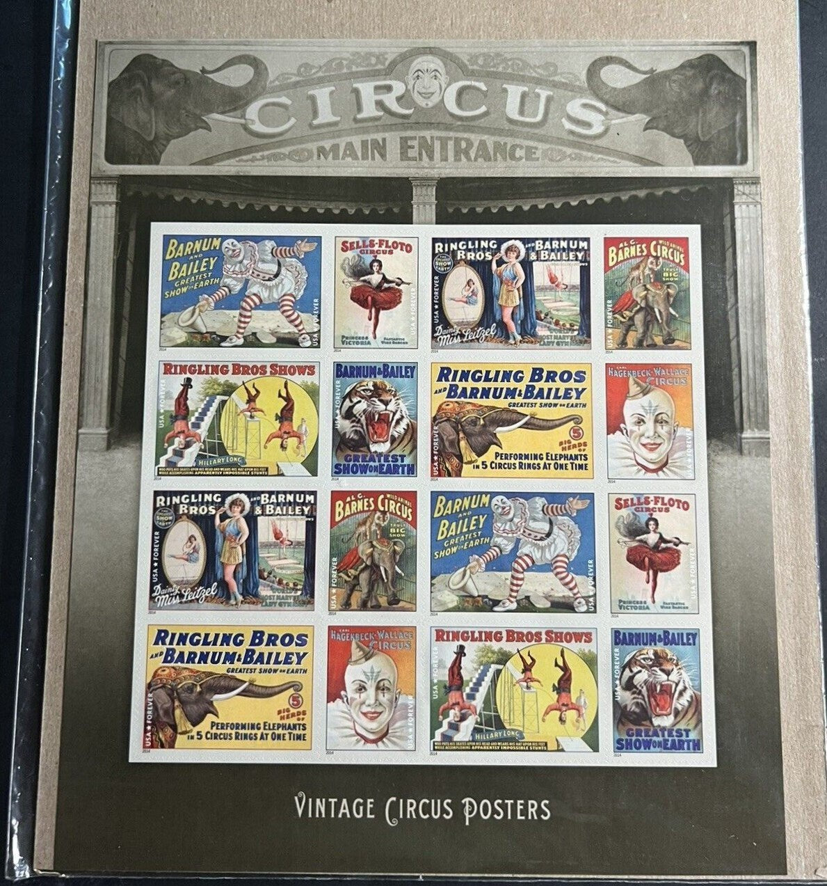 Twenty (20) unused postage stamps - Vintage Circus Posters (sheet) // 20 forever stamps