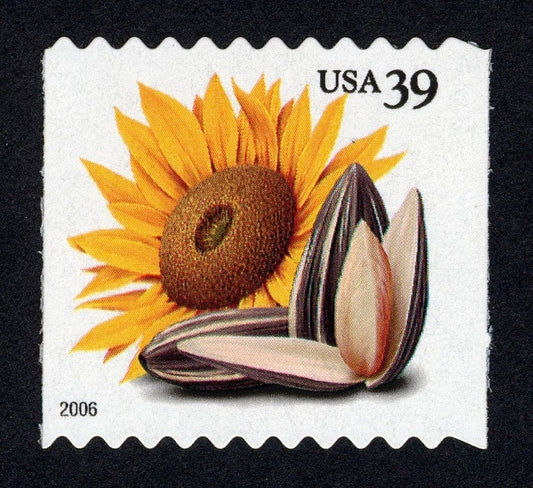 One (1) unused postage stamps - Crops of the Americas: sunflower // 39 cent stamp