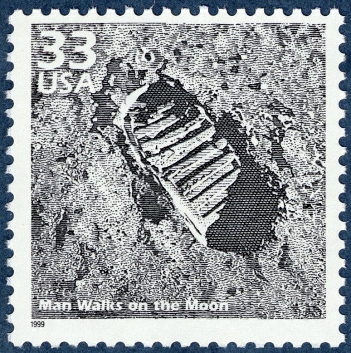 One (1) vintage unused postage stamps - Man Walks on the Moon // 33 cent stamp