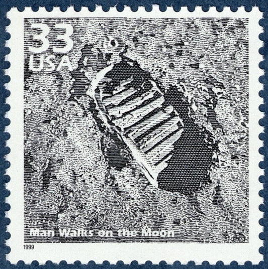 One (1) vintage unused postage stamps - Man Walks on the Moon // 33 cent stamp